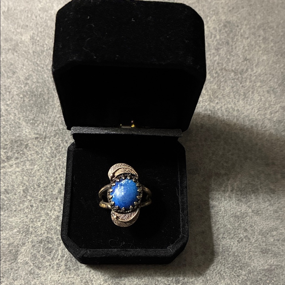 Silver-Tone Blue Stone Women's Ring